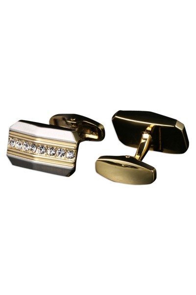 TB-TGKU  法式襯衫袖扣 金色鑲鉆男士袖扣 商務西裝袖口扣 Cuffs  RL-8015 正面照